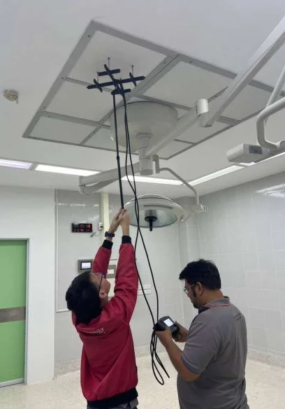 Testing a temperature and electrcity inside the operation room at Bang bor Hospital